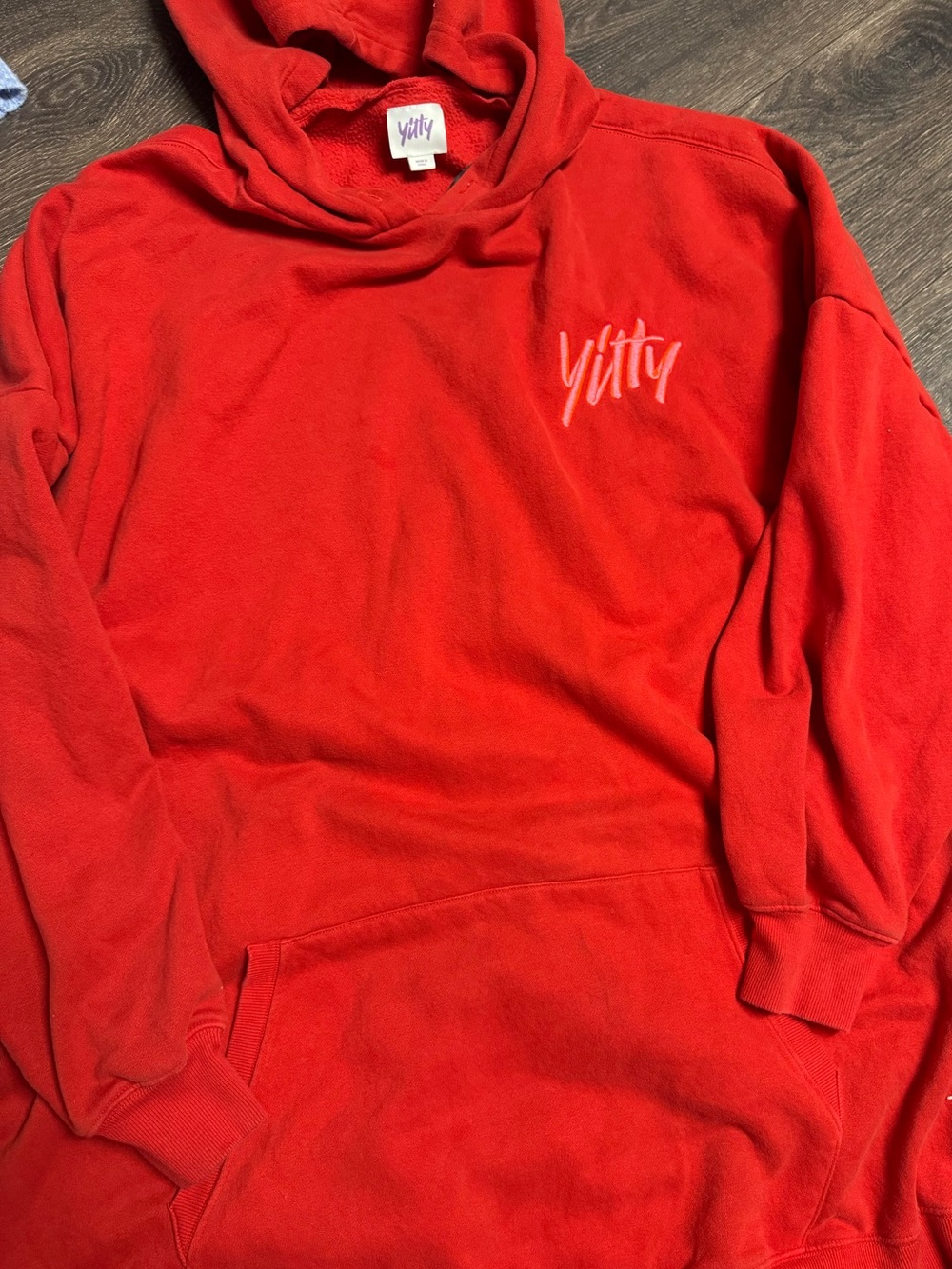 YITTY Bright Red Men's Hooded Pullover Sweatshirt